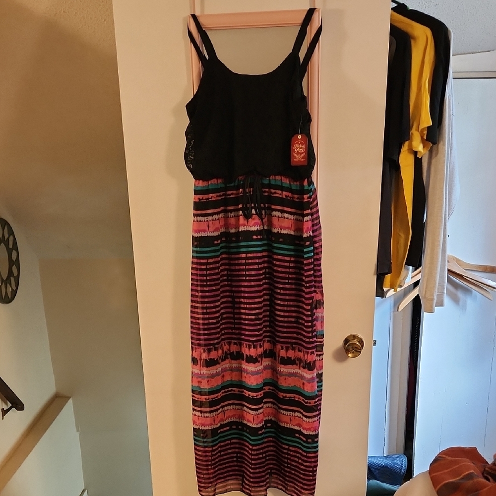 Faded Glory Black and Multicolor Maxi Dress